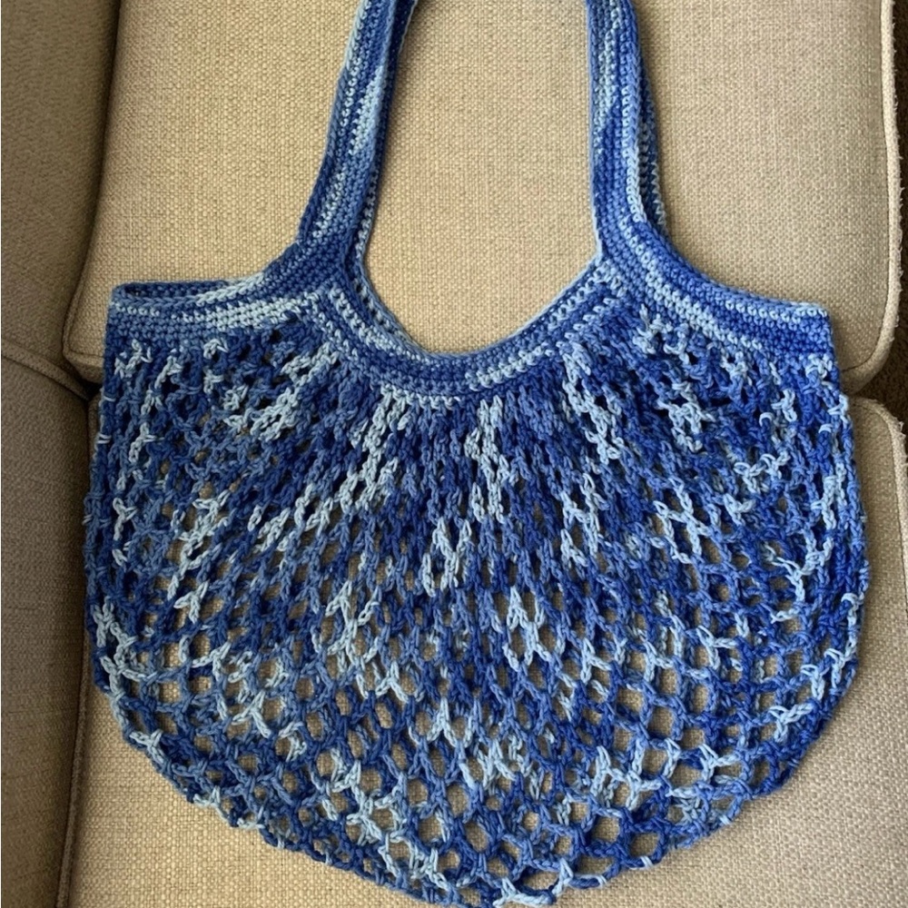 Blue Crochet Market Bag Handmade by Me